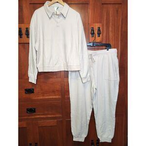 Barefoot Dreams Bisque Brushed Fleece Collared Lounge Set Size 1x